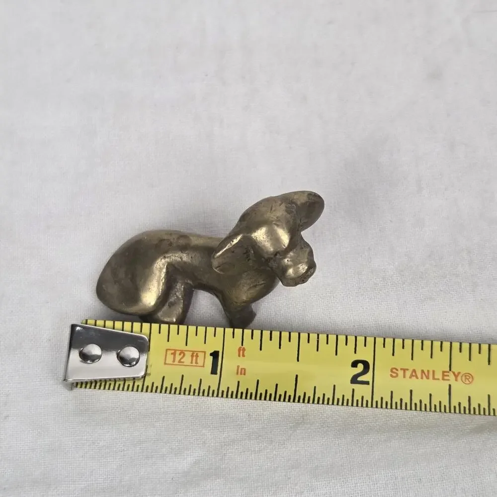 Vintage Miniature Brass Dachshund Figurine Cast Metal Weiner Dog Puppy Mini
